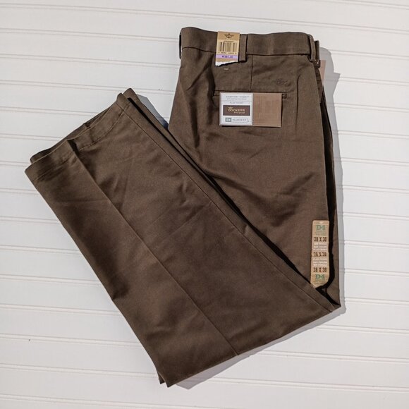 DOCKERS Khaki Pants Mens 38 x 30 Brown D4 Relaxed Fit Flat Front Slacks NWT - Picture 14 of 16